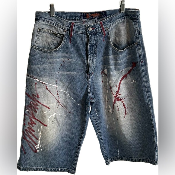 Miskeen Originals Hand Painted Baggy Shorts. Men’s 34. Pre-owned good condition. - Picture 1 of 16